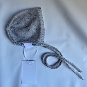 Jamie Kay baby bonnet grey knit 100% cotton hat size 3-6 months NWT